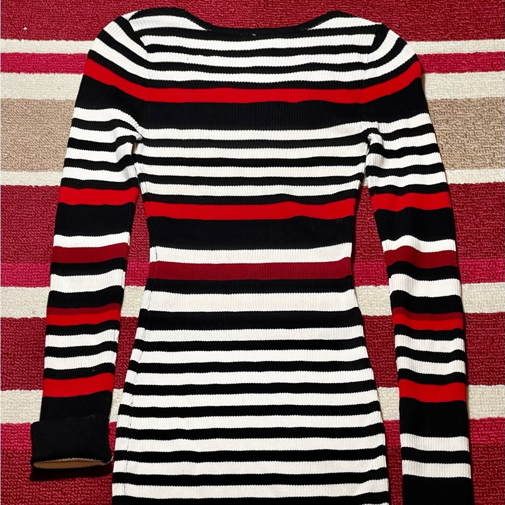 Stripped sweater mid dress.